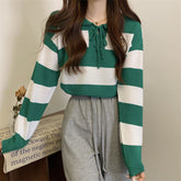 Autumn New Fashion Striped Clothes Women Green Average Size