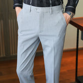 Business Trendy Cropped Non-ironing Suit Pants Light Gray Nine inch pants