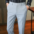 Business Trendy Cropped Non-ironing Suit Pants Light Gray Nine inch pants