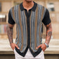 Men’s Casual Striped Jacquard Knitted Polo