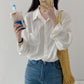 Loose Long-sleeved Solid Color Lapel Shirt