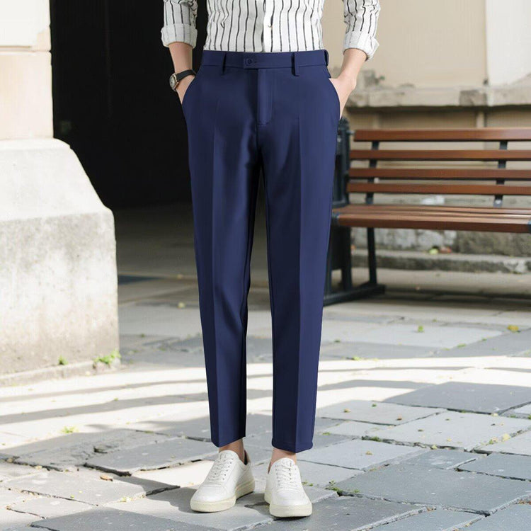 Korean Casual Ankle-length Suit Pants Men Blue