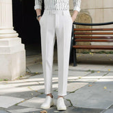 Korean Casual Ankle-length Suit Pants Men White