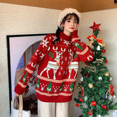 Fashion Christmas Clothes Elk Sweater For Women Red Free Size