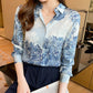 Women’s Printed Lapel Chiffon Shirt