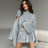 Short-sleeved Shorts Outerwear Gown Three-piece Pajamas For Women Gray