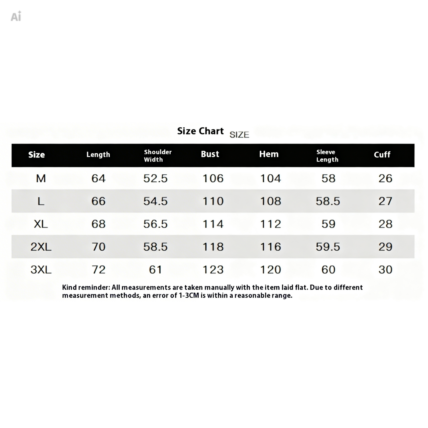 measurement size charts