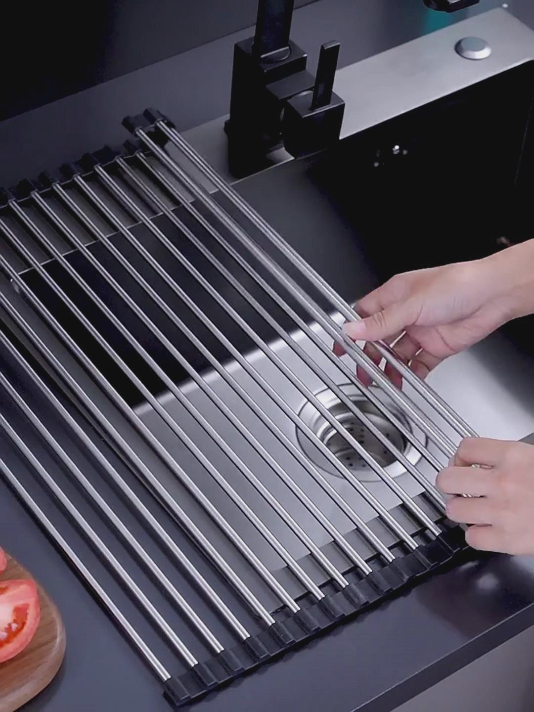 Foldable Over Sink Stainless Steel Drain Rack 06