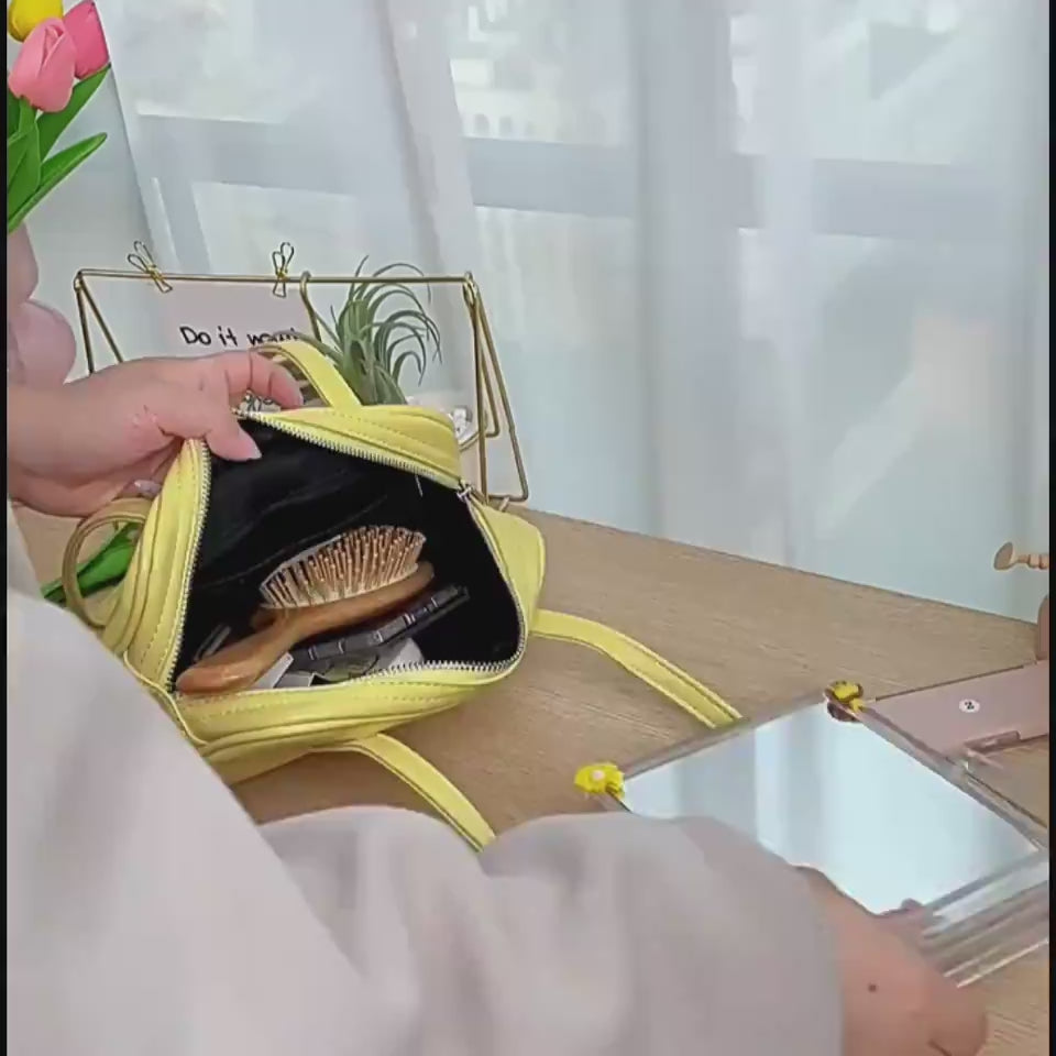 Pink Portable Makeup Storage Box with LED Mirror