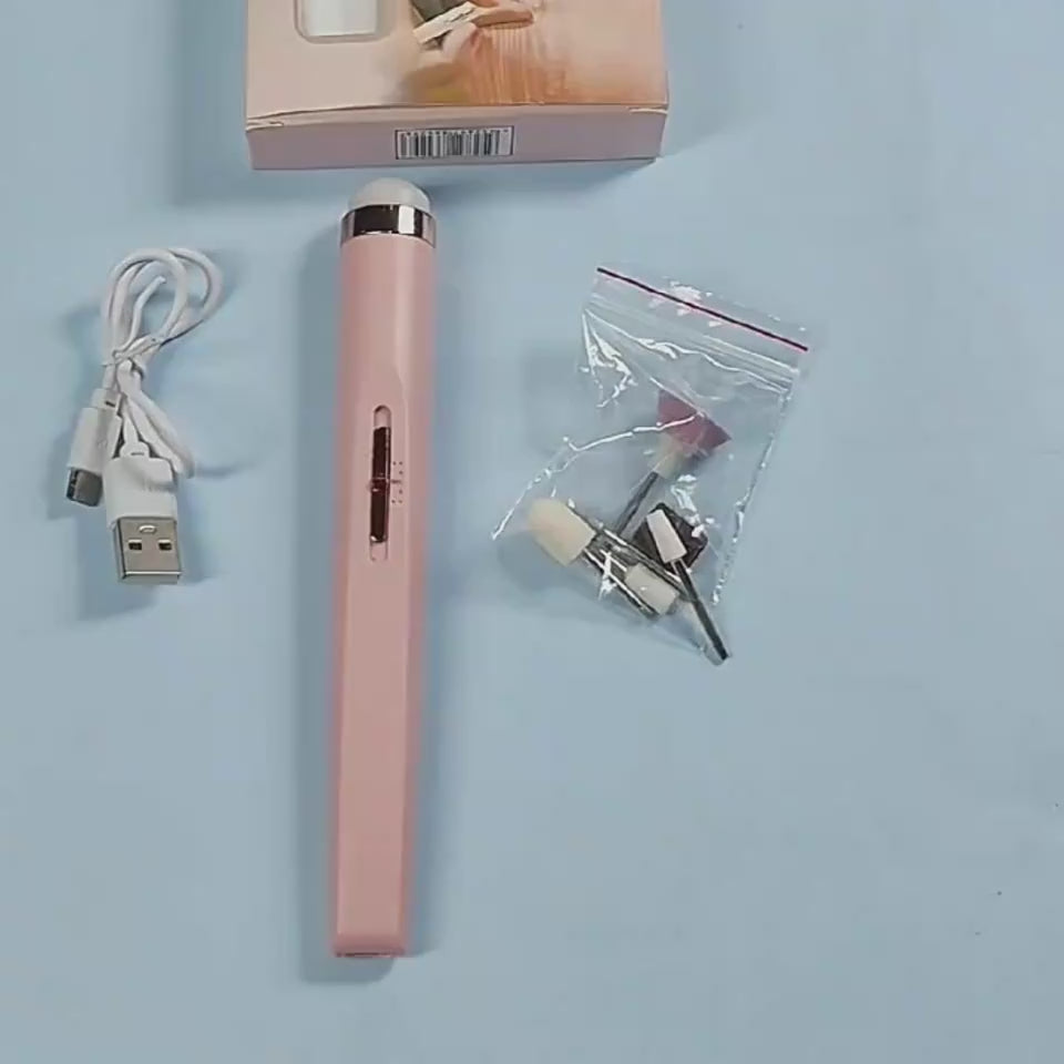 Pink nail drill with attachments and cable on a soft surface PINK UNBOXING