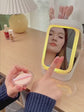 Pink Portable Makeup Storage Box with LED Mirror